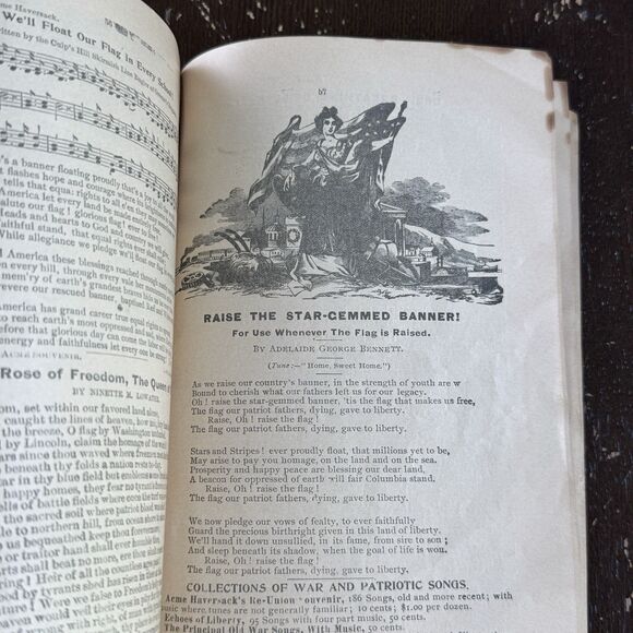 The Acme Haversack Patriotic Song Book Rare 1897 Antique Illustrated Washington - Picture 12 of 13